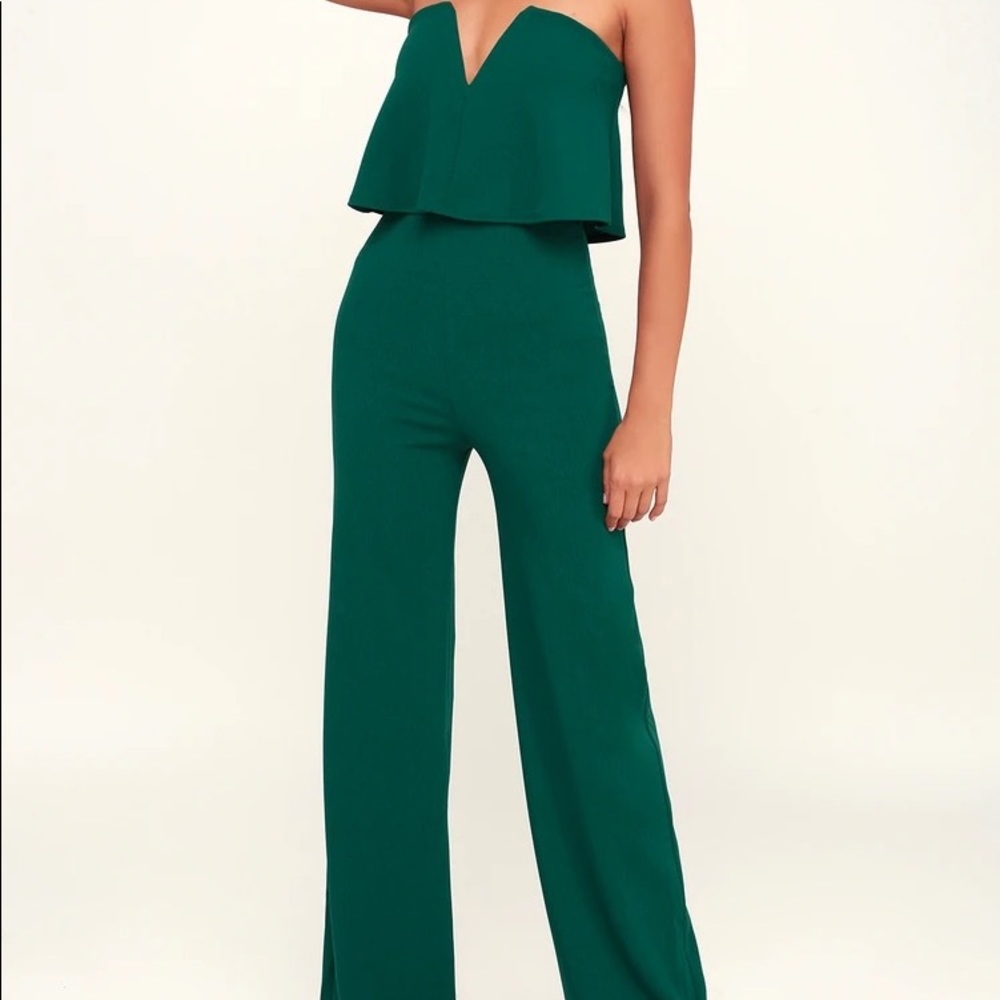 Strapless green jumpsuit
